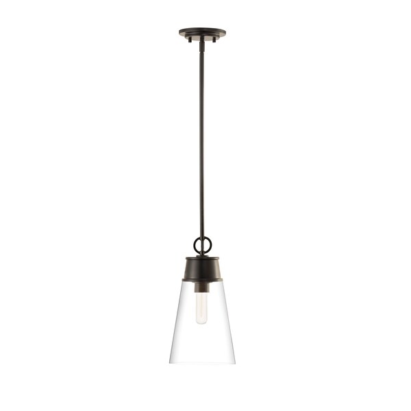 Z-Lite Wentworth 1 Light Pendant, Matte Black & Clear 2300P8-MB - main